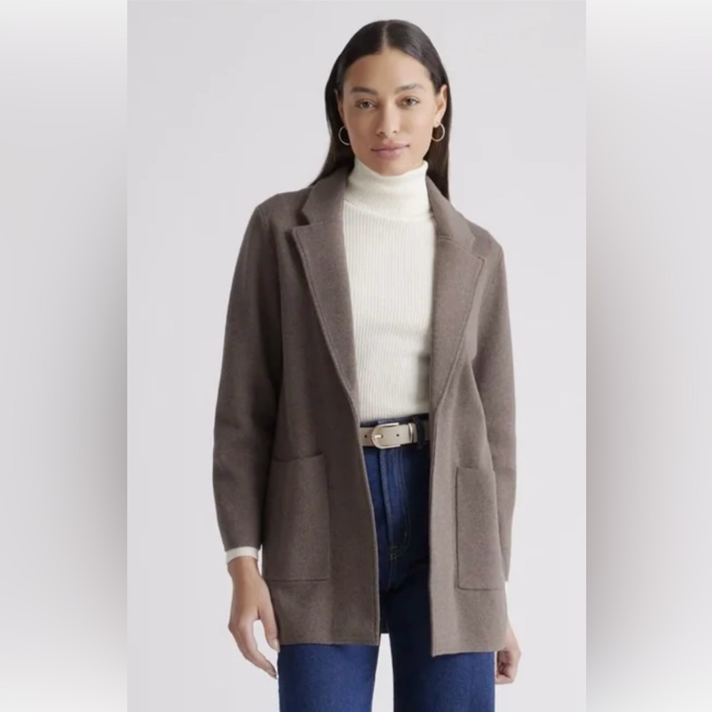 Quince organic cotton blazer heathered brown Med